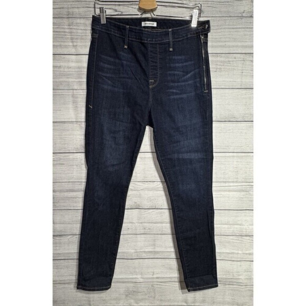Good American side zip skinny jeans 12/31 dark wash ankle high rise faux fly